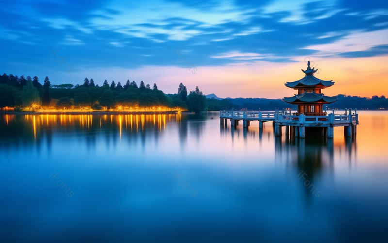 昆明湖夕阳摄影图,高清,摄影图,摄影图片,图片大全,摄影图免费下载